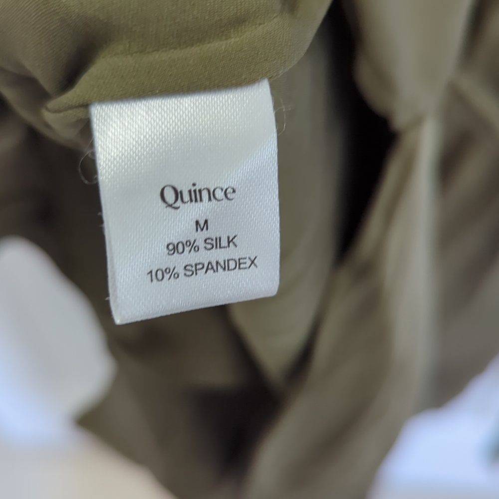Quince Olive Green Washable Silk Shirt Dress - Picture 7 of 9